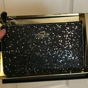 Coach Star Glitter Black Wristlet NWT
